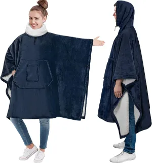 PAVILIA Wearable Blanket Poncho Women Men, Oversized Hoodie Sweatshirt Sweater Neck Warmer, Fleece Soft Hug Sleep Pod Adult