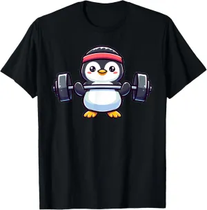 Penguin Powerlifting Weightlifting Gym Workout T-Shirt