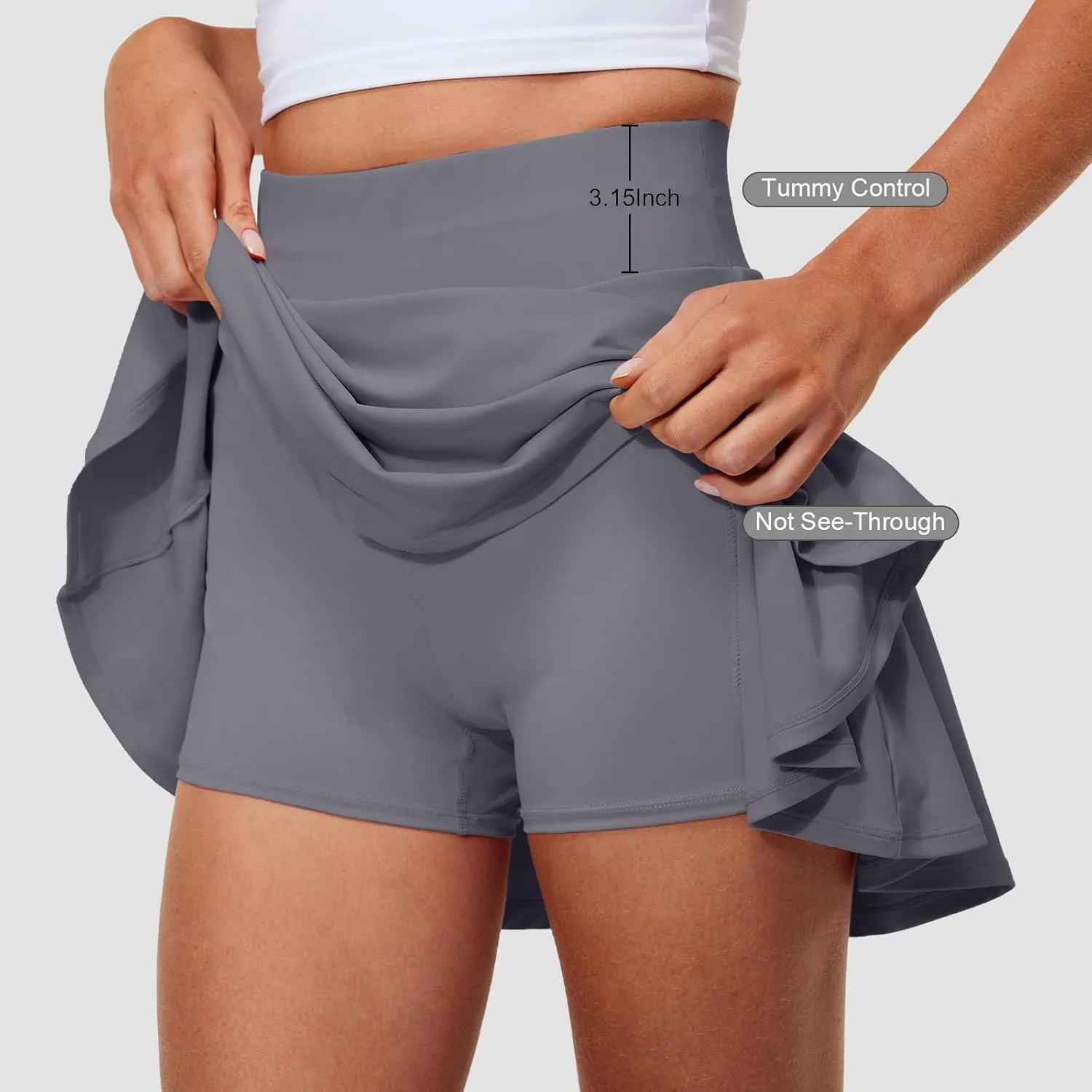 Pleated Tennis Skirts for Women High Waisted Golf Skorts Tummy Control Skirts with Shorts Pockets Lightweight