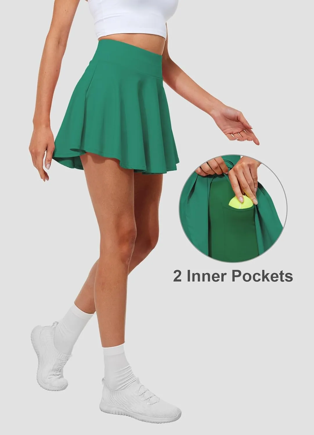 Pleated Tennis Skirts for Women High Waisted Golf Skorts Tummy Control Skirts with Shorts Pockets Lightweight