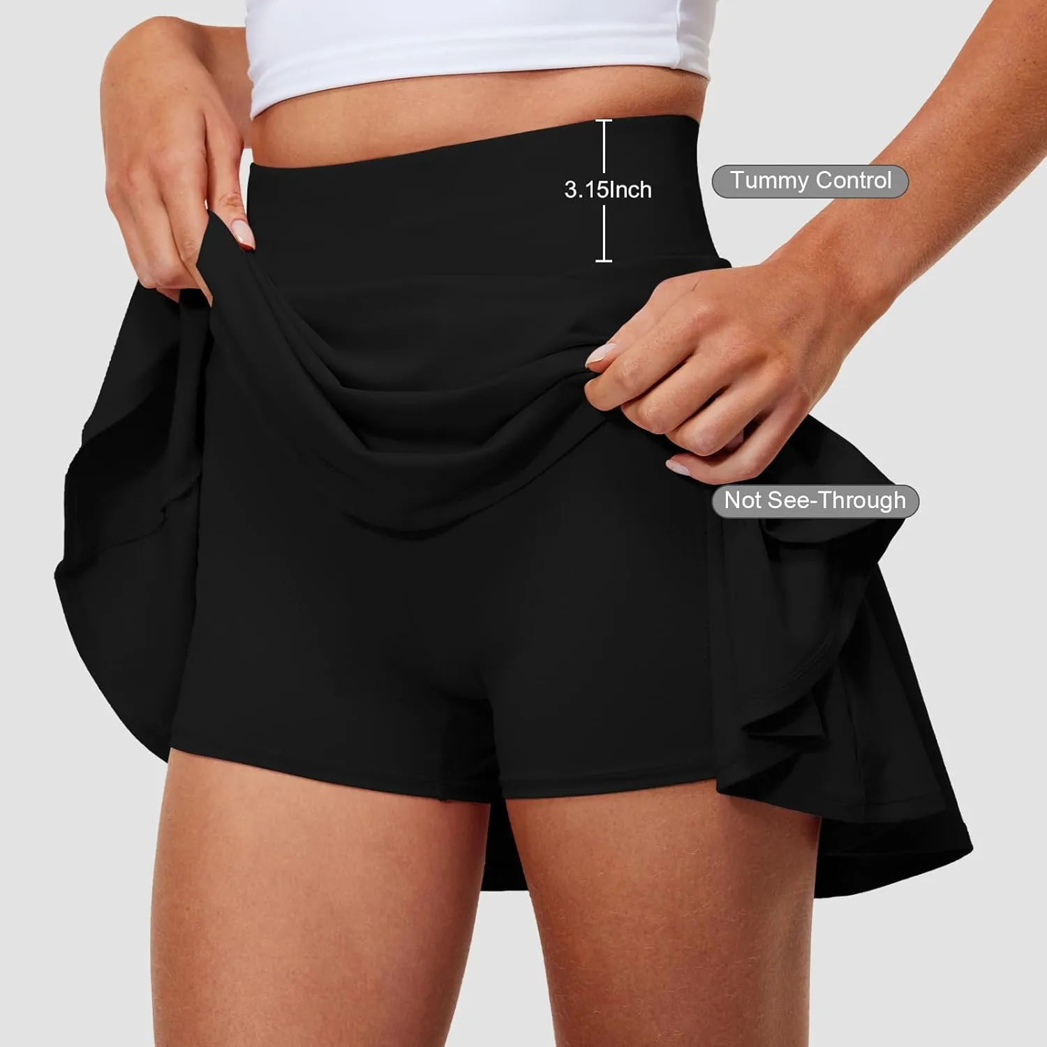 Pleated Tennis Skirts for Women High Waisted Golf Skorts Tummy Control Skirts with Shorts Pockets Lightweight