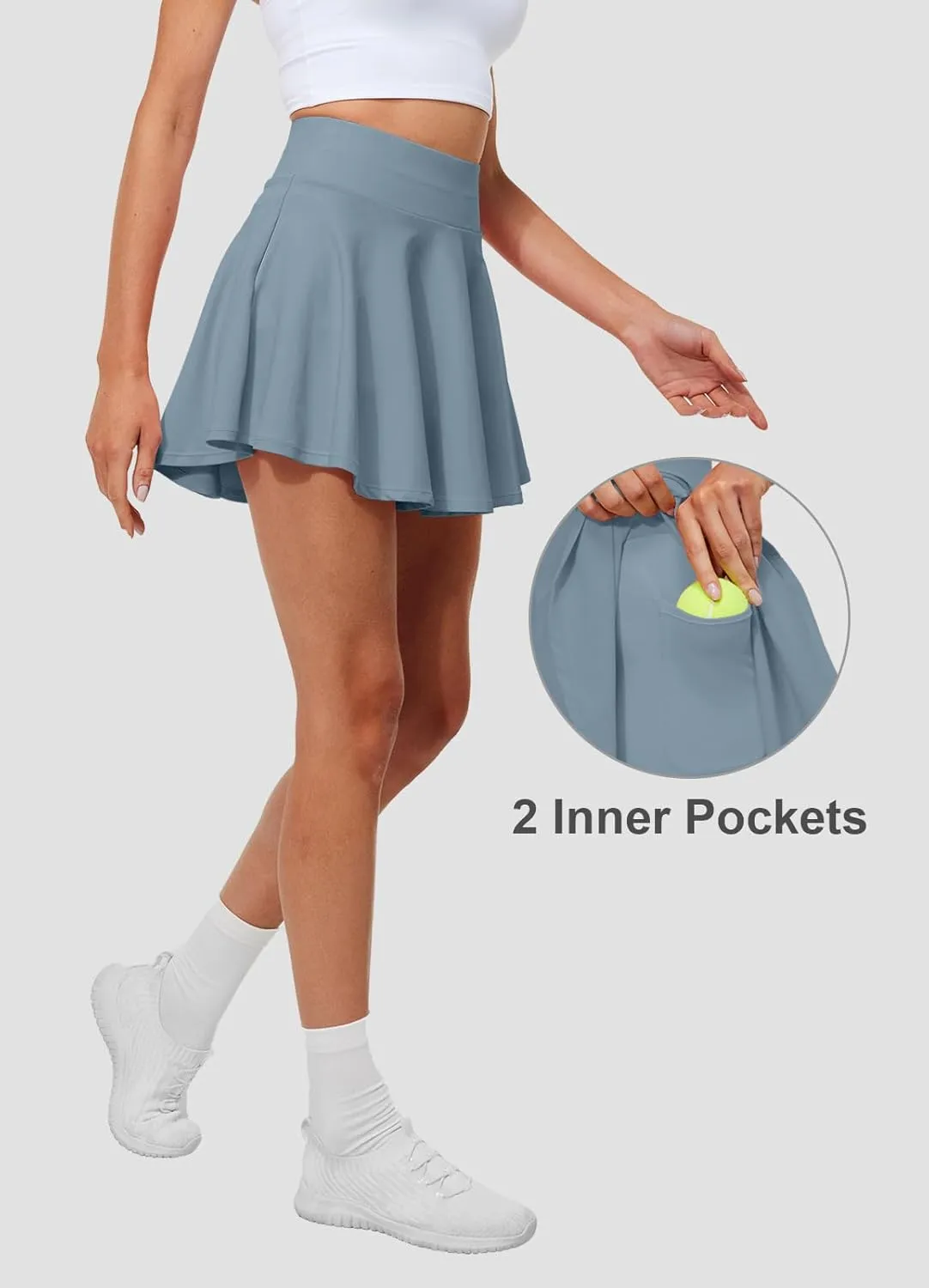 Pleated Tennis Skirts for Women High Waisted Golf Skorts Tummy Control Skirts with Shorts Pockets Lightweight