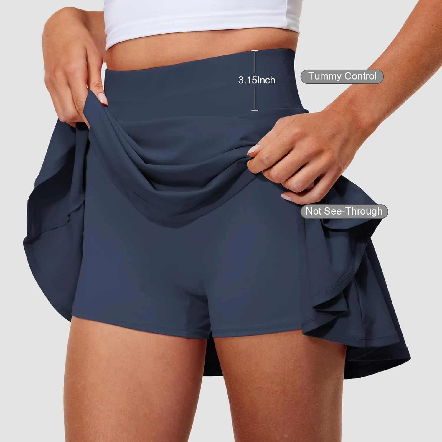 Pleated Tennis Skirts for Women High Waisted Golf Skorts Tummy Control Skirts with Shorts Pockets Lightweight