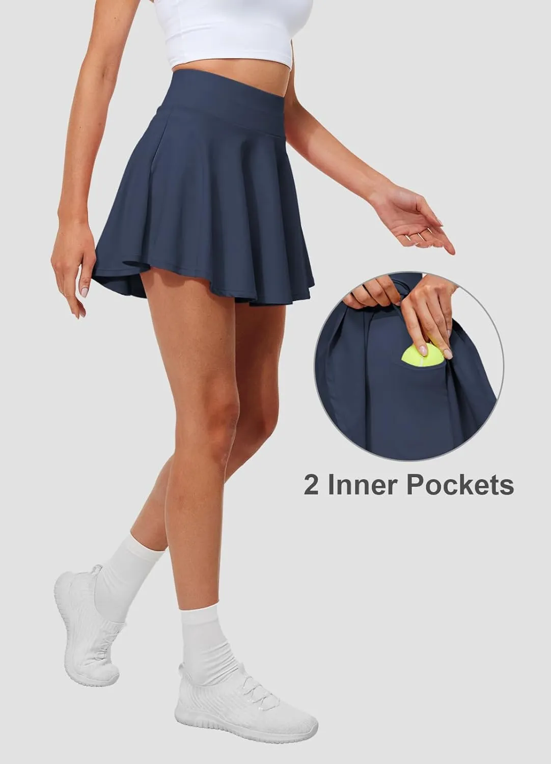 Pleated Tennis Skirts for Women High Waisted Golf Skorts Tummy Control Skirts with Shorts Pockets Lightweight