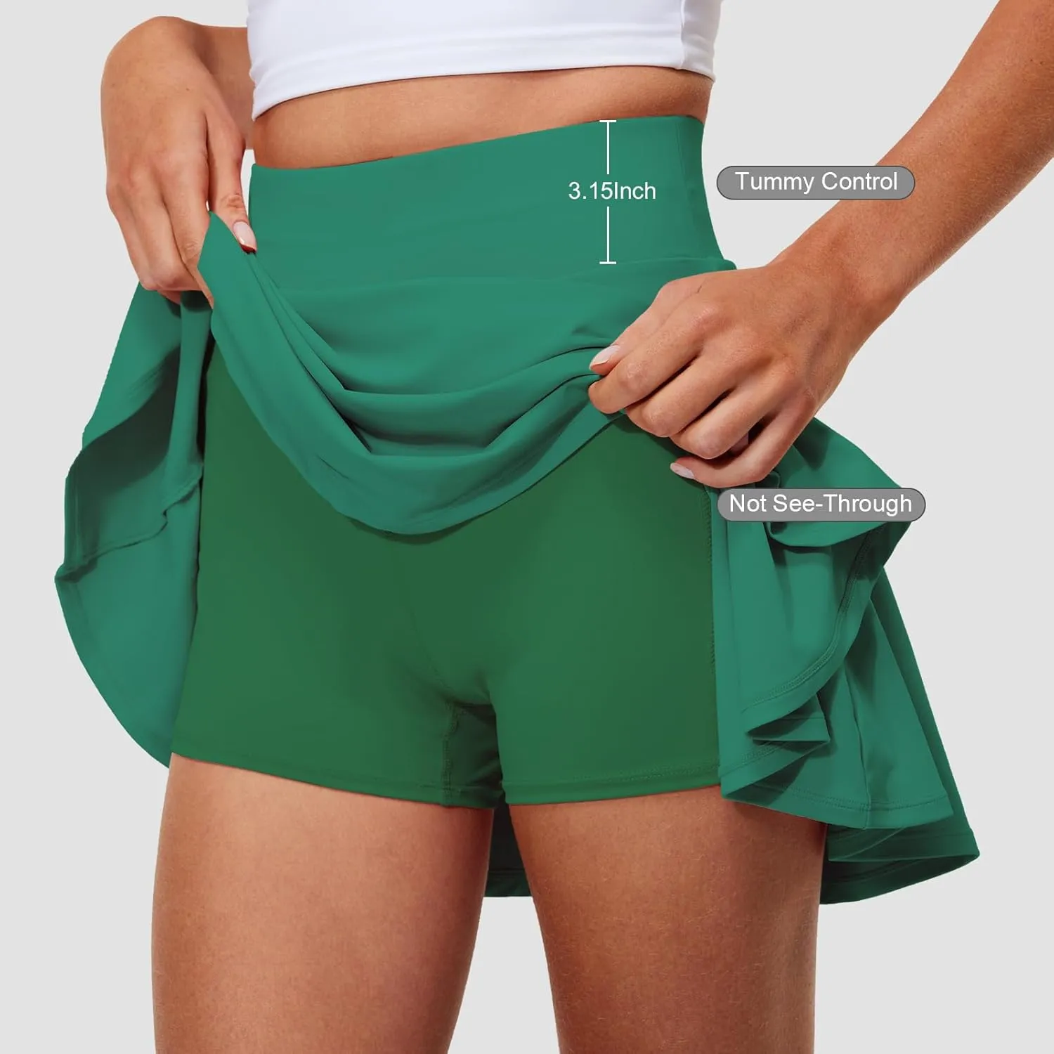 Pleated Tennis Skirts for Women High Waisted Golf Skorts Tummy Control Skirts with Shorts Pockets Lightweight