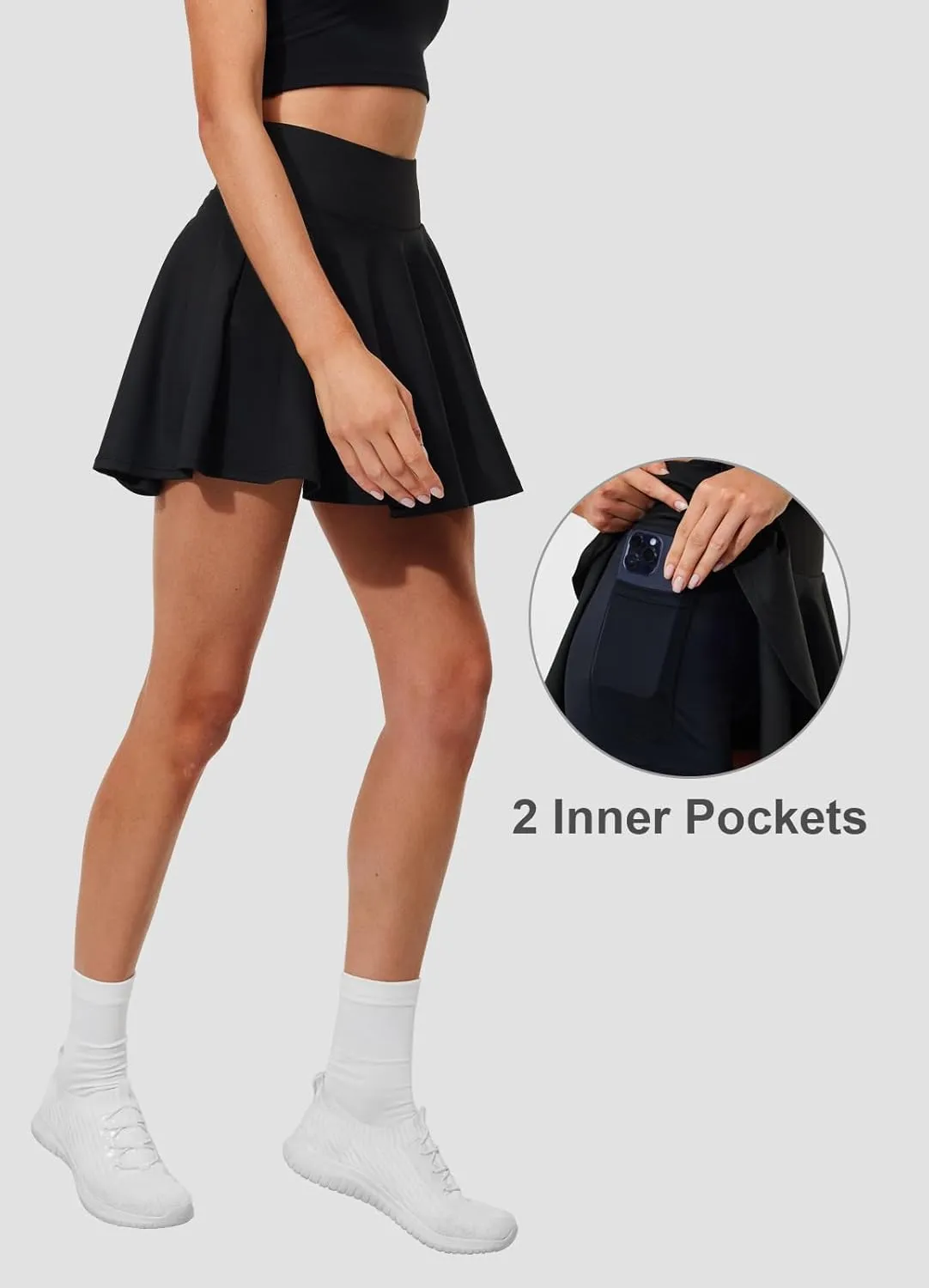 Pleated Tennis Skirts for Women High Waisted Golf Skorts Tummy Control Skirts with Shorts Pockets Lightweight