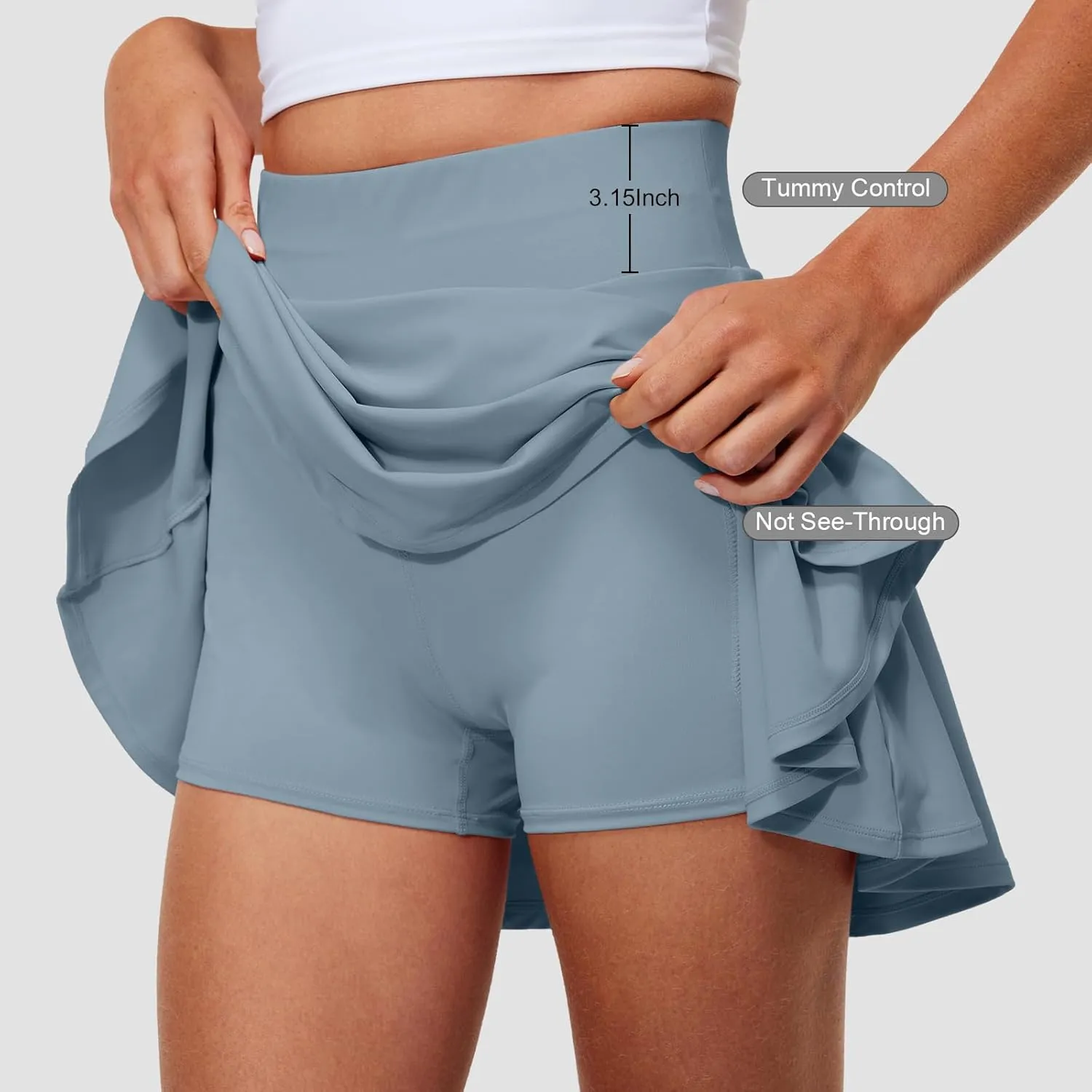 Pleated Tennis Skirts for Women High Waisted Golf Skorts Tummy Control Skirts with Shorts Pockets Lightweight