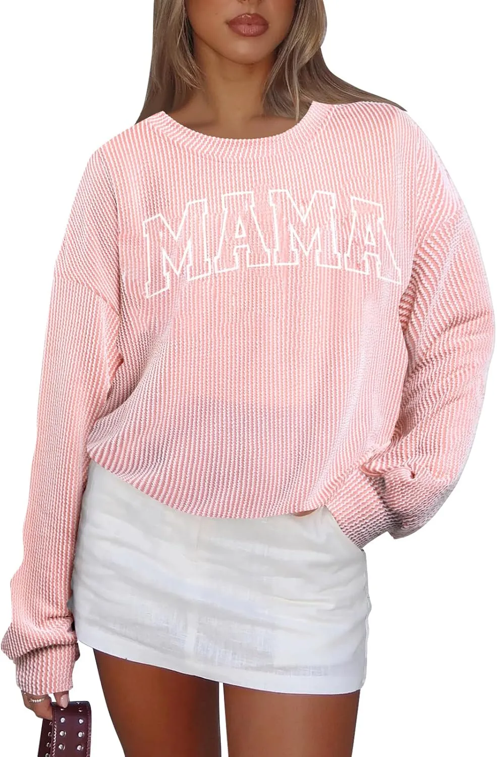 QLIPIN Mama Sweatshirt Women Mom Life T Shirt Mommy Mom Crewneck Pullover Tops Casual Mama Letter Print Long Sleeve Shirt