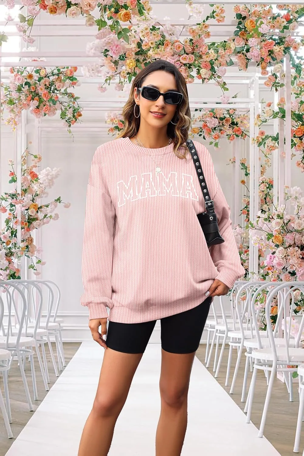 QLIPIN Mama Sweatshirt Women Mom Life T Shirt Mommy Mom Crewneck Pullover Tops Casual Mama Letter Print Long Sleeve Shirt