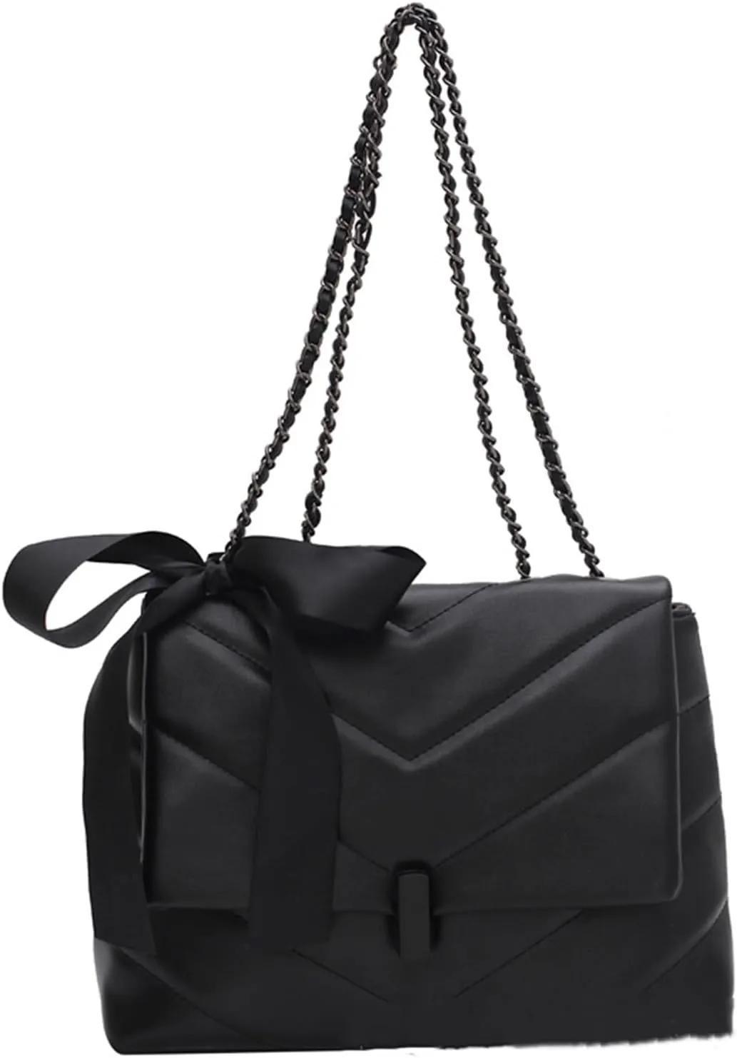 Quilted Leather HandBag for Women Trendy Ladies Shoulder Purse Satchel with Chain Strap