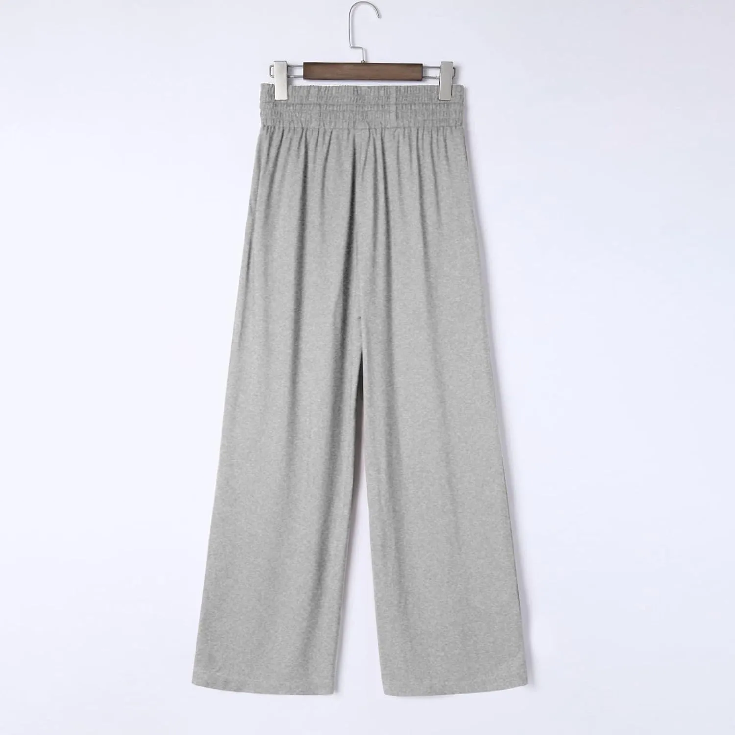 QWENTMTNTY High Waisted Palazzo Pants for Women Cotton Linen Wide Leg Casual Summer Plus Size Long Pants Trousers Pockets