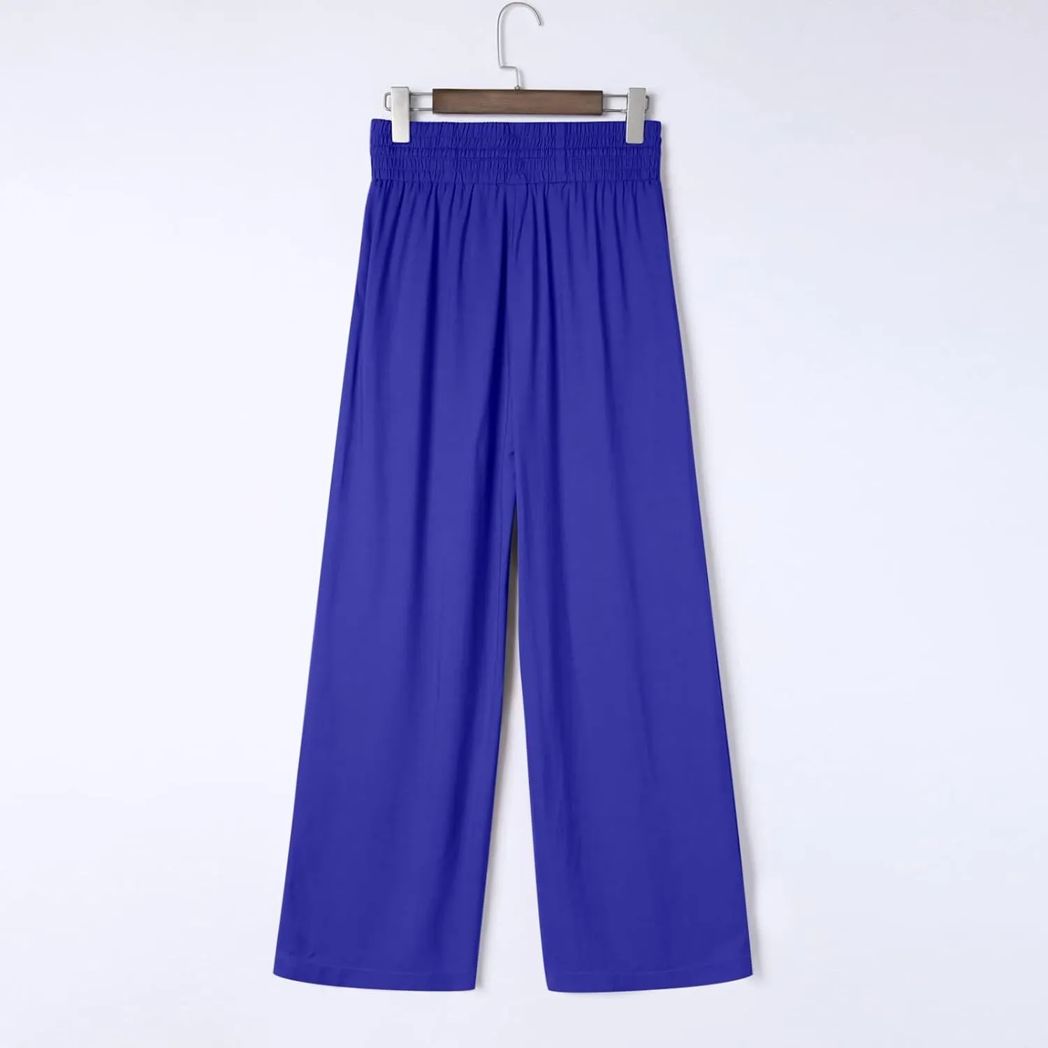 QWENTMTNTY High Waisted Palazzo Pants for Women Cotton Linen Wide Leg Casual Summer Plus Size Long Pants Trousers Pockets