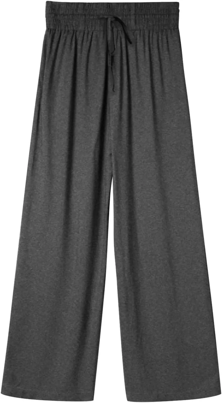 QWENTMTNTY High Waisted Palazzo Pants for Women Cotton Linen Wide Leg Casual Summer Plus Size Long Pants Trousers Pockets