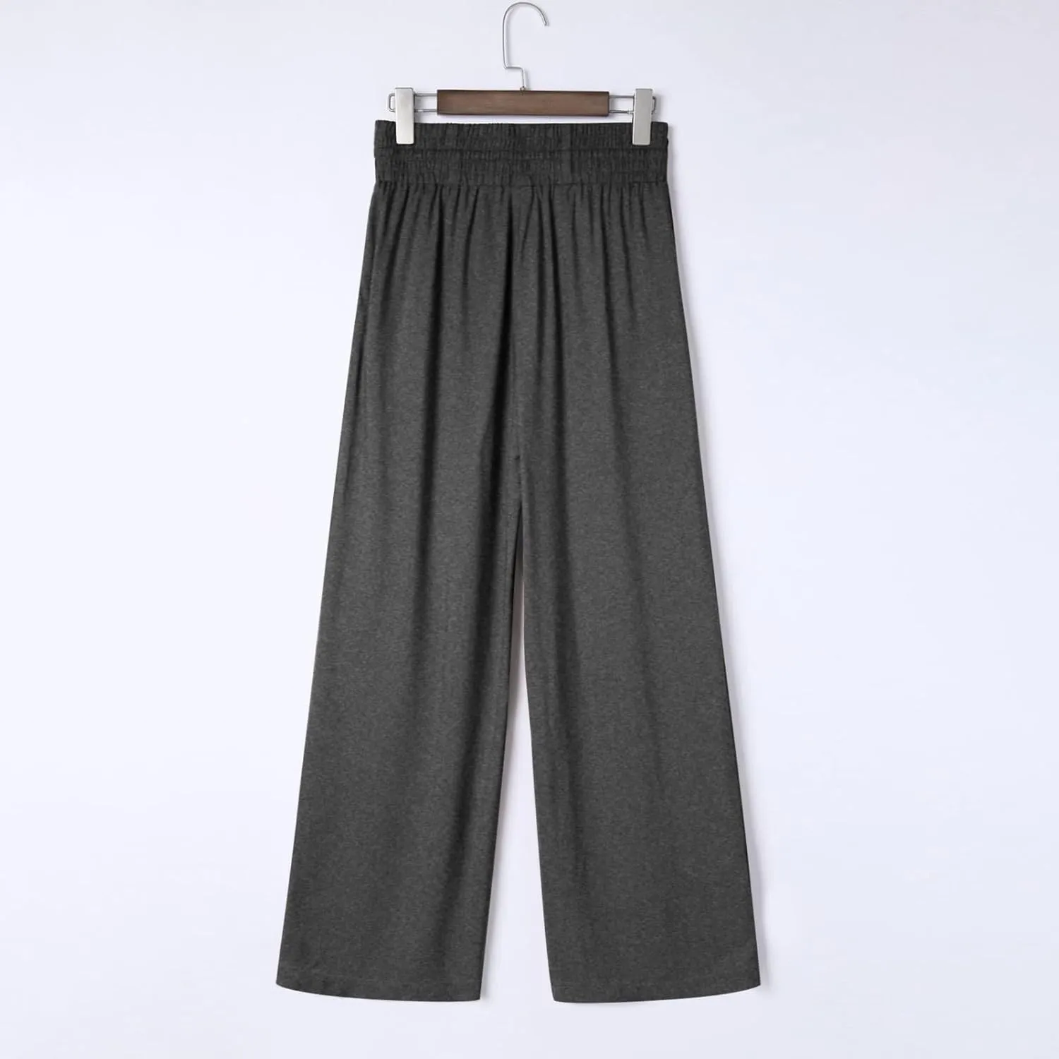 QWENTMTNTY High Waisted Palazzo Pants for Women Cotton Linen Wide Leg Casual Summer Plus Size Long Pants Trousers Pockets