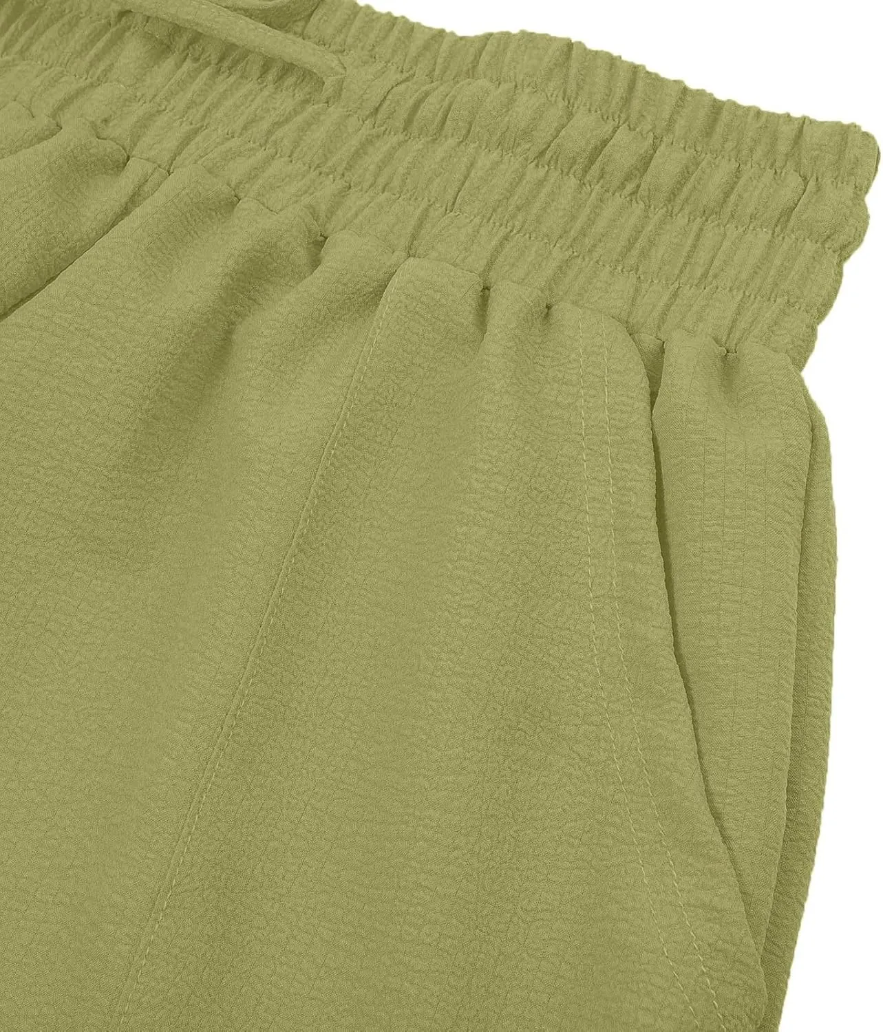 QWENTMTNTY Womens Summer Baggy Pants Cotton Linen Elastic Waisted Wide Leg Pants Pockets Comfy Casual Plus Size Haram Pants