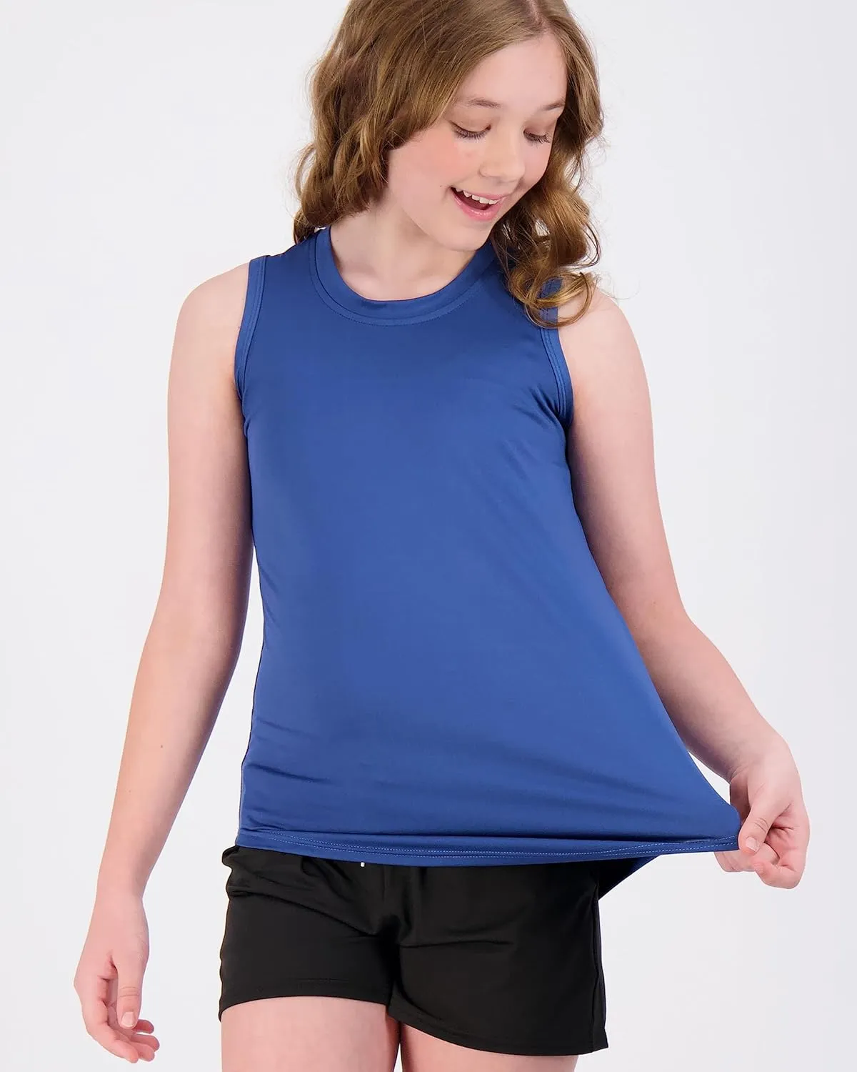 Real Essentials 4 Pack: Girls Active Dry Fit Performance Tank Top