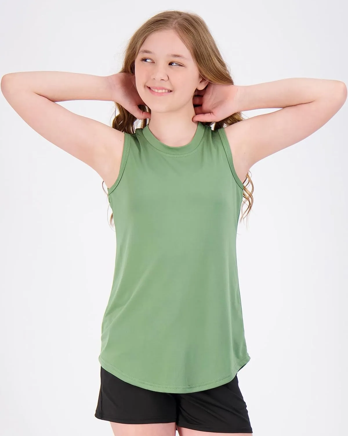 Real Essentials 4 Pack: Girls Active Dry Fit Performance Tank Top