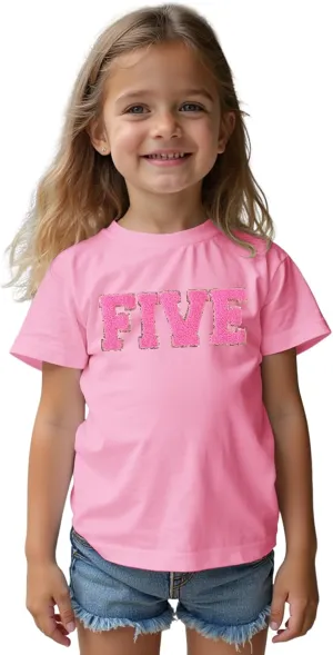 Ritatte Birthday Girl Shirt Kids Girls 5th 6th 7th 8th 9th 10th T-Shirts Sequin Embroidered Party Outfit 5-10 Years