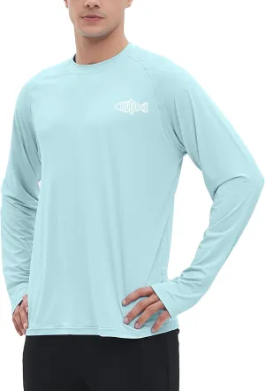 Riverruns UPF 50  Men's Long Sleeve Cooling Quick Dry Shirt Sun Breathable Shirt Thumbhole Shirts Rash Guard for Fishing Swim