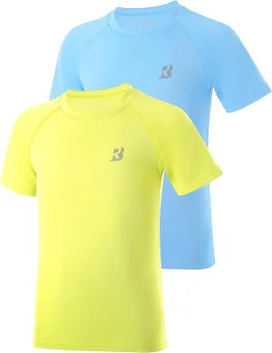 Roadbox Boys Rash Guard Swim Shirt, UPF 50  Sun Protection Short Sleeve, Quick Dry Rashguard Water Shirt for Kids