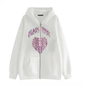 Sastianaen Women Zip up Hoodie Gothic Butterfly Long Sleeve Hoodie Oversized Hooded Jacket Fairy Grunge E Girl Streetwear