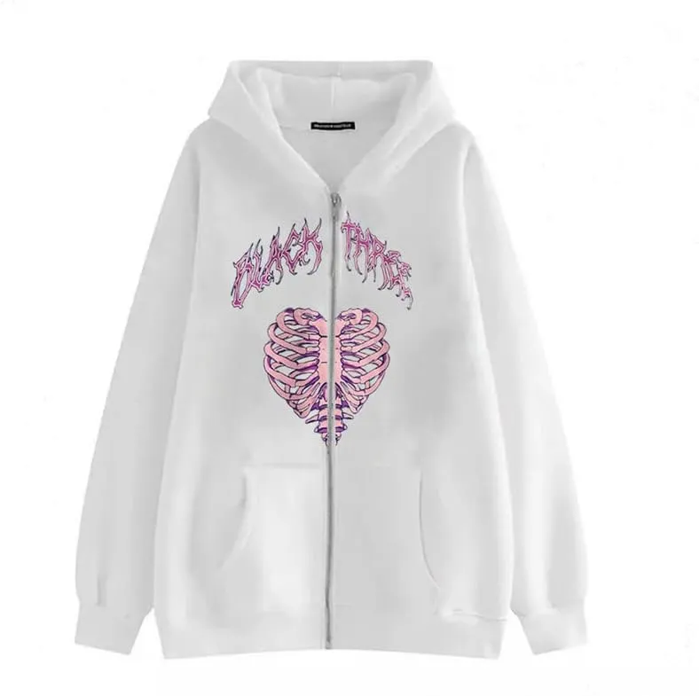 Sastianaen Women Zip up Hoodie Gothic Butterfly Long Sleeve Hoodie Oversized Hooded Jacket Fairy Grunge E Girl Streetwear