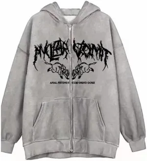 Sastianaen Women Zip up Hoodie Gothic Butterfly Long Sleeve Hoodie Oversized Hooded Jacket Fairy Grunge E Girl Streetwear