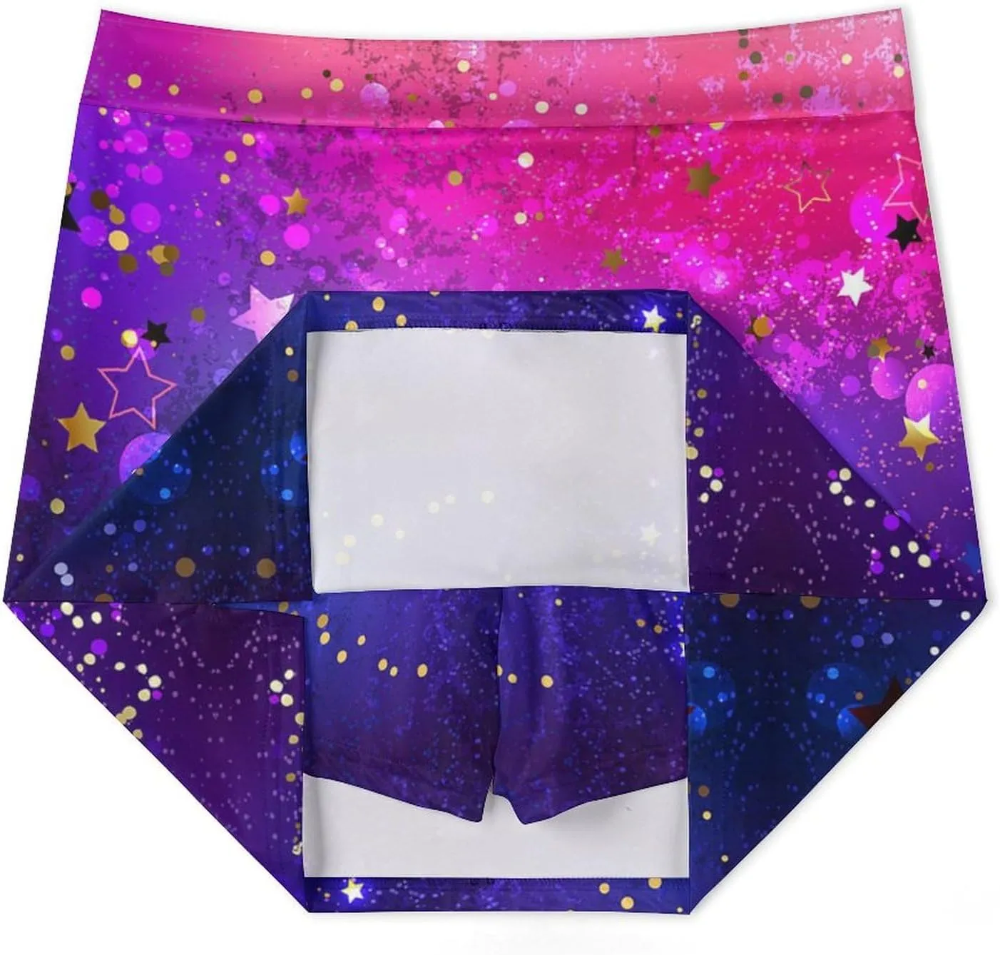 Shiny Blue and Pink Star Women's Mini Tennis Skirt with Shorts Underneath Athletic Workout Cute Skorts