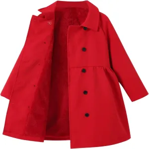 SOLY HUX Toddler Girl's Double Breasted Long Sleeve Trench Coat Teddy Lined Outerwear Winter Pea Coats