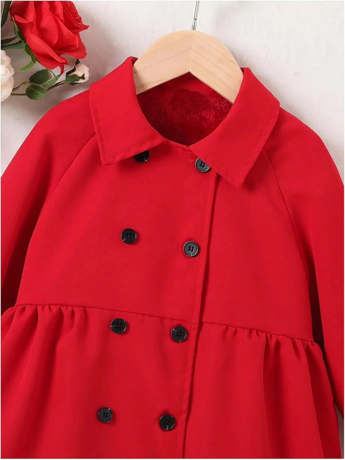 SOLY HUX Toddler Girl's Double Breasted Long Sleeve Trench Coat Teddy Lined Outerwear Winter Pea Coats