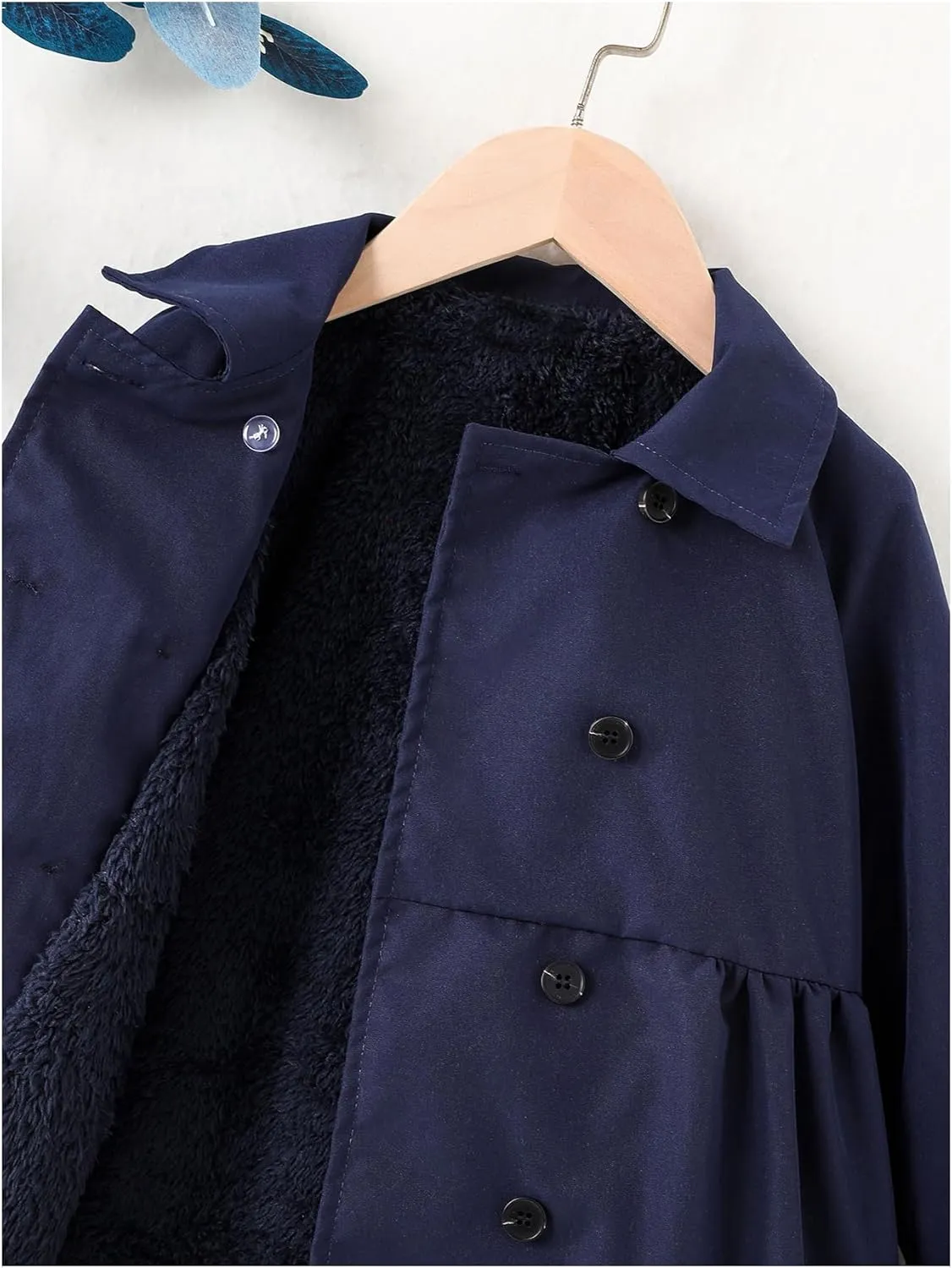 SOLY HUX Toddler Girl's Double Breasted Long Sleeve Trench Coat Teddy Lined Outerwear Winter Pea Coats