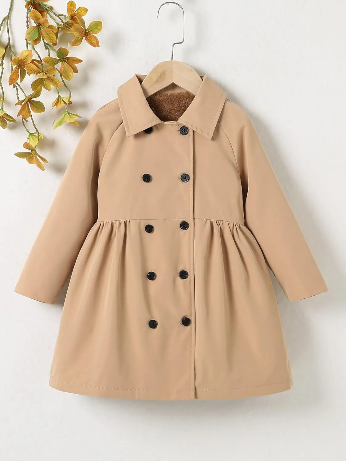SOLY HUX Toddler Girl's Double Breasted Long Sleeve Trench Coat Teddy Lined Outerwear Winter Pea Coats