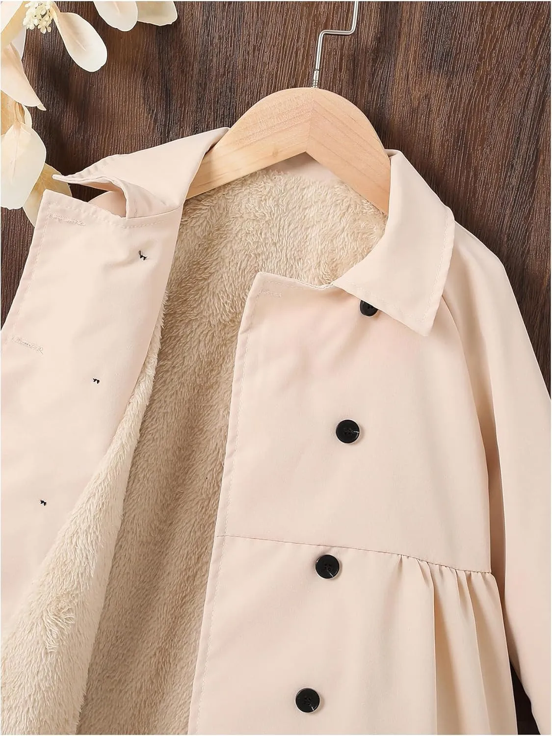 SOLY HUX Toddler Girl's Double Breasted Long Sleeve Trench Coat Teddy Lined Outerwear Winter Pea Coats