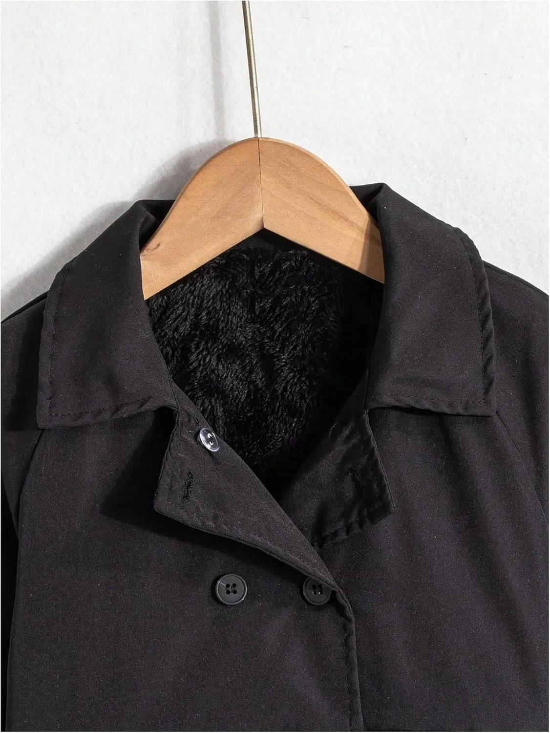 SOLY HUX Toddler Girl's Double Breasted Long Sleeve Trench Coat Teddy Lined Outerwear Winter Pea Coats