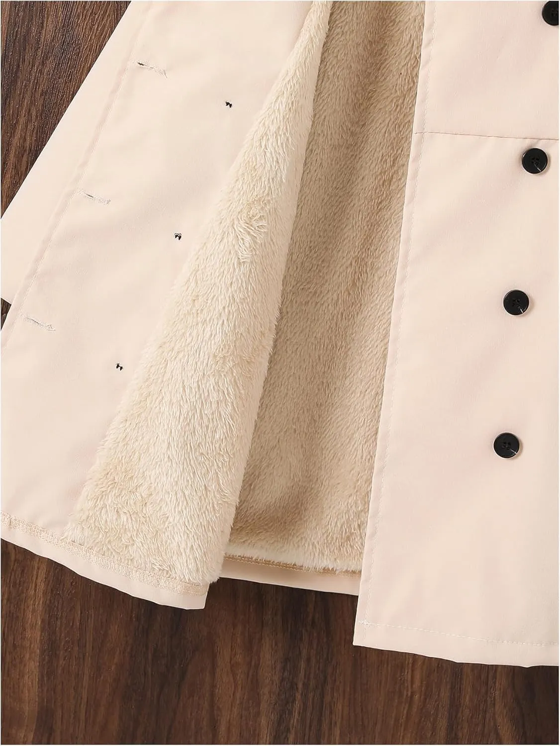 SOLY HUX Toddler Girl's Double Breasted Long Sleeve Trench Coat Teddy Lined Outerwear Winter Pea Coats