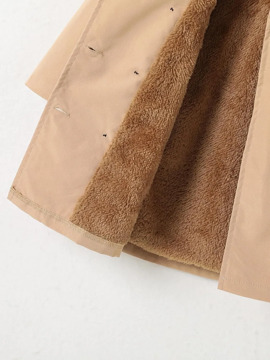 SOLY HUX Toddler Girl's Double Breasted Long Sleeve Trench Coat Teddy Lined Outerwear Winter Pea Coats