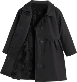 SOLY HUX Toddler Girl's Double Breasted Long Sleeve Trench Coat Teddy Lined Outerwear Winter Pea Coats