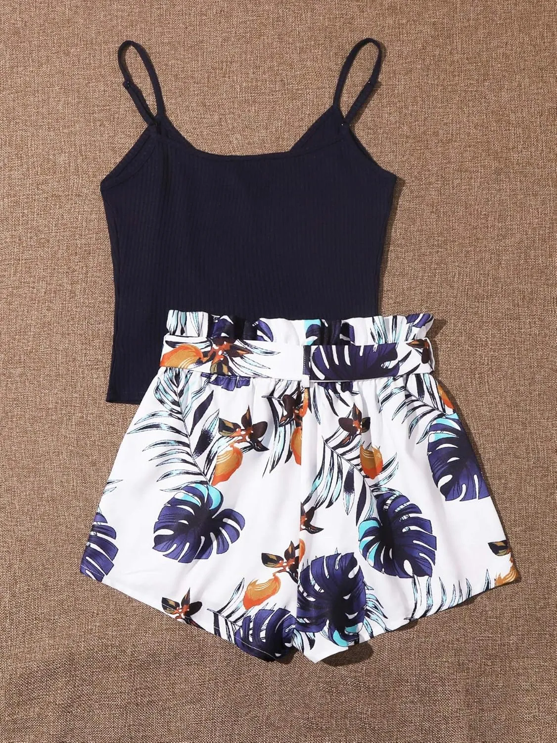 SOLY HUX Women's 2 Piece Outfits Summer Cami Top with Shorts Set