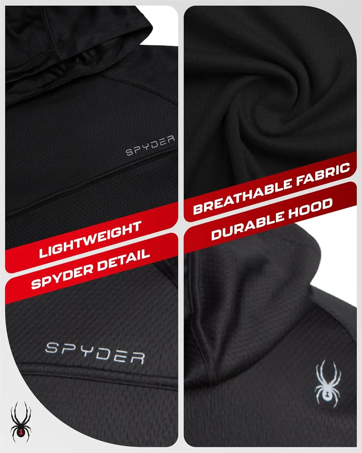 Spyder Mens Rash Guard Long Sleeve Sun Hoodie Shirt - UPF 50  UV Protection Quick Dry Moisture Wicking Fishing & Swim Shirt