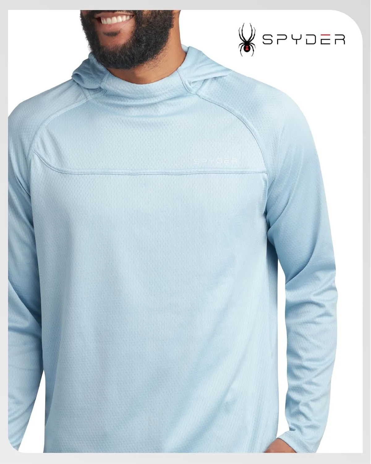 Spyder Mens Rash Guard Long Sleeve Sun Hoodie Shirt - UPF 50  UV Protection Quick Dry Moisture Wicking Fishing & Swim Shirt