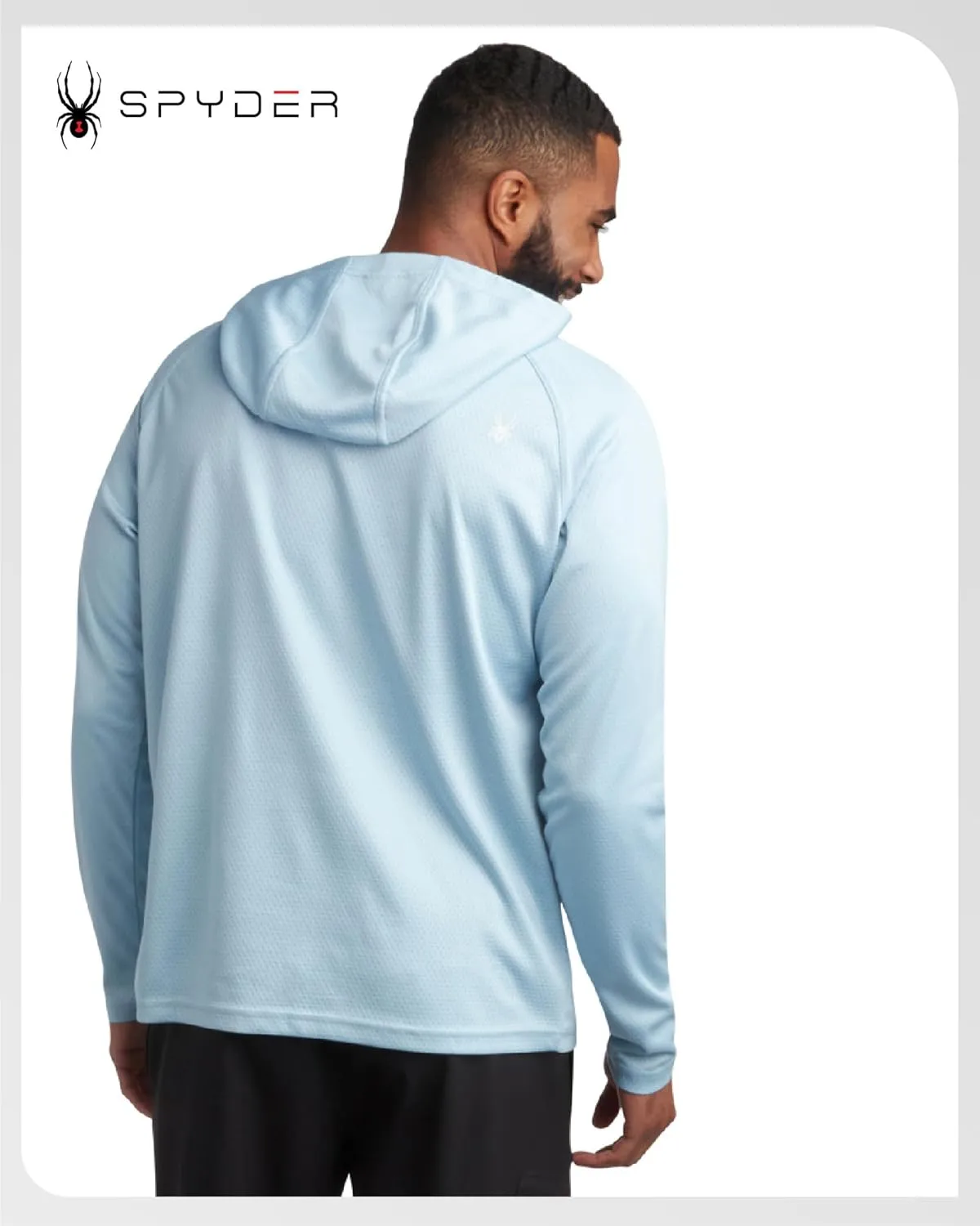 Spyder Mens Rash Guard Long Sleeve Sun Hoodie Shirt - UPF 50  UV Protection Quick Dry Moisture Wicking Fishing & Swim Shirt