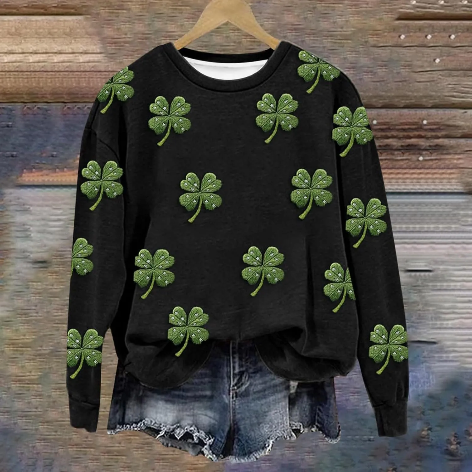 St. Patricks Day Shirts For Women Long Sleeve Crewneck Irish Sweatshirts Oversized Saint Patty's Pullover Tops