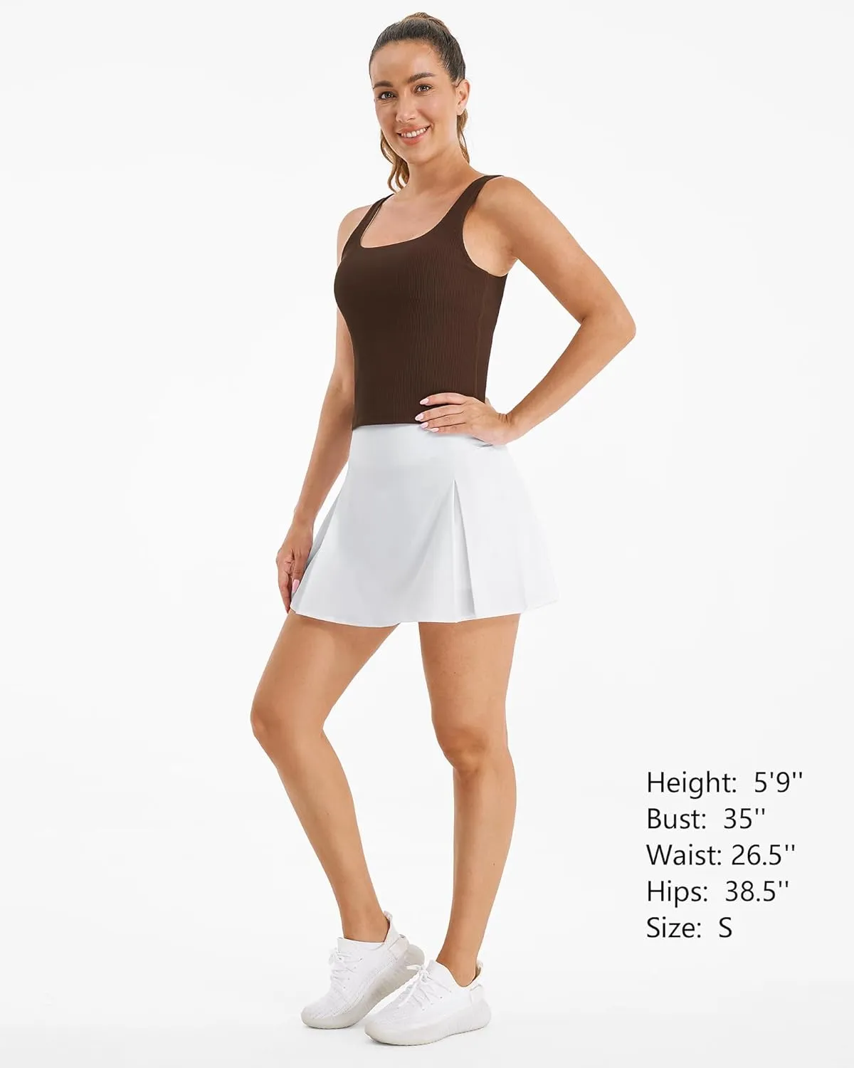 Stelle Women's Ribbed Tank Tops Seamless Padded Workout Crop Top Sleeveless Square Neck Cami Basic Shirts