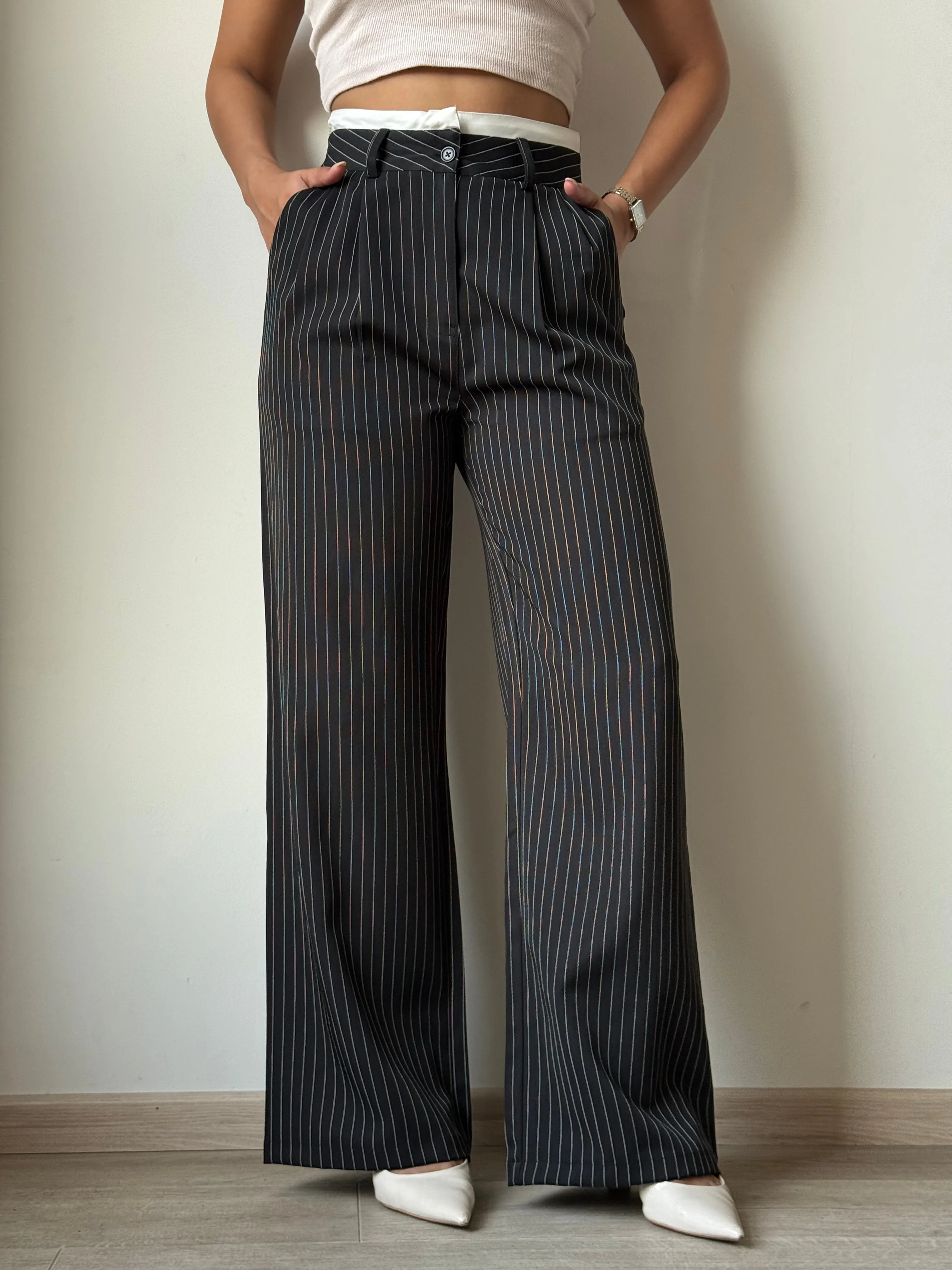 Striped Boxer Wide Leg Trousers