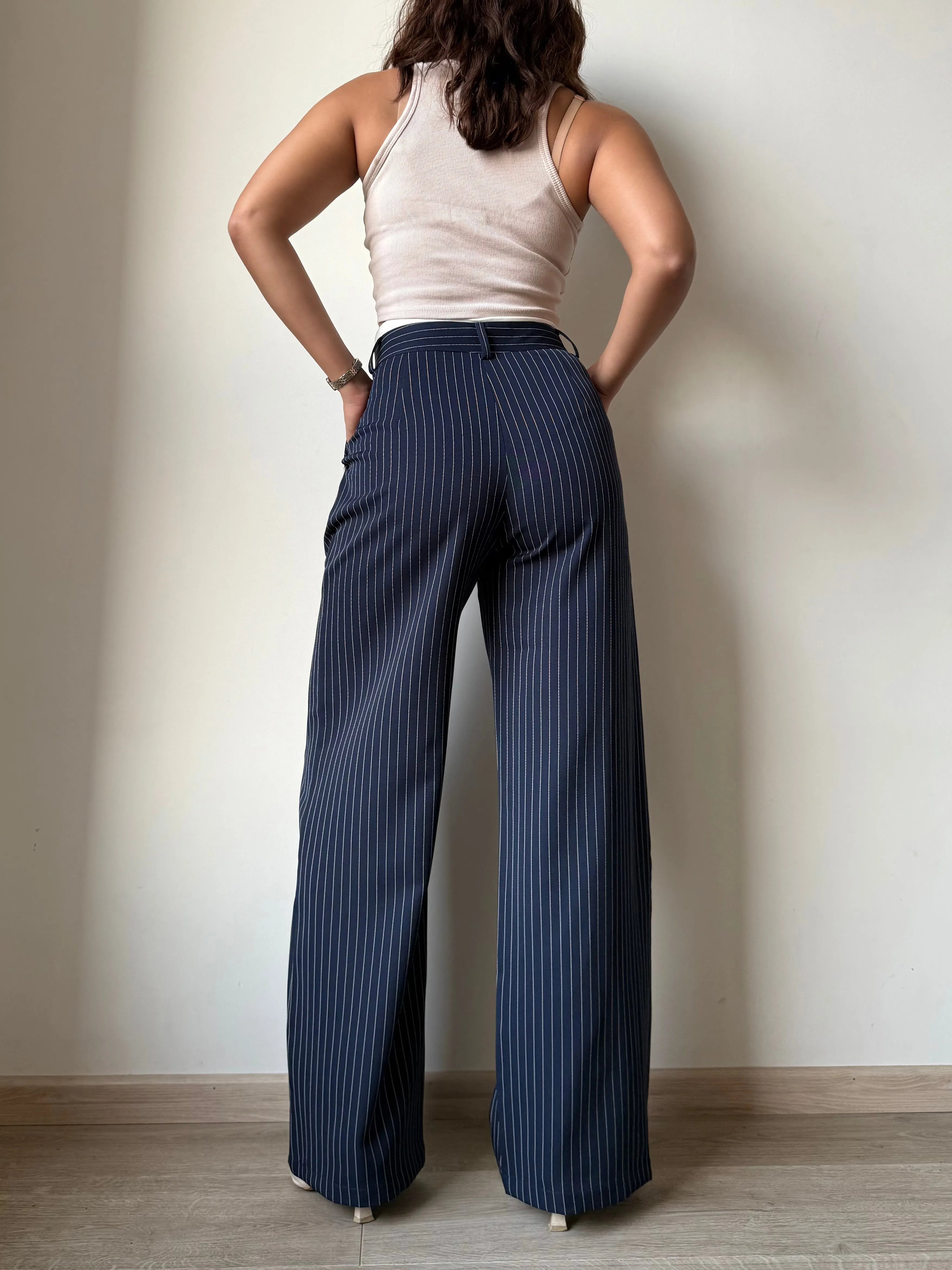 Striped Boxer Wide Leg Trousers