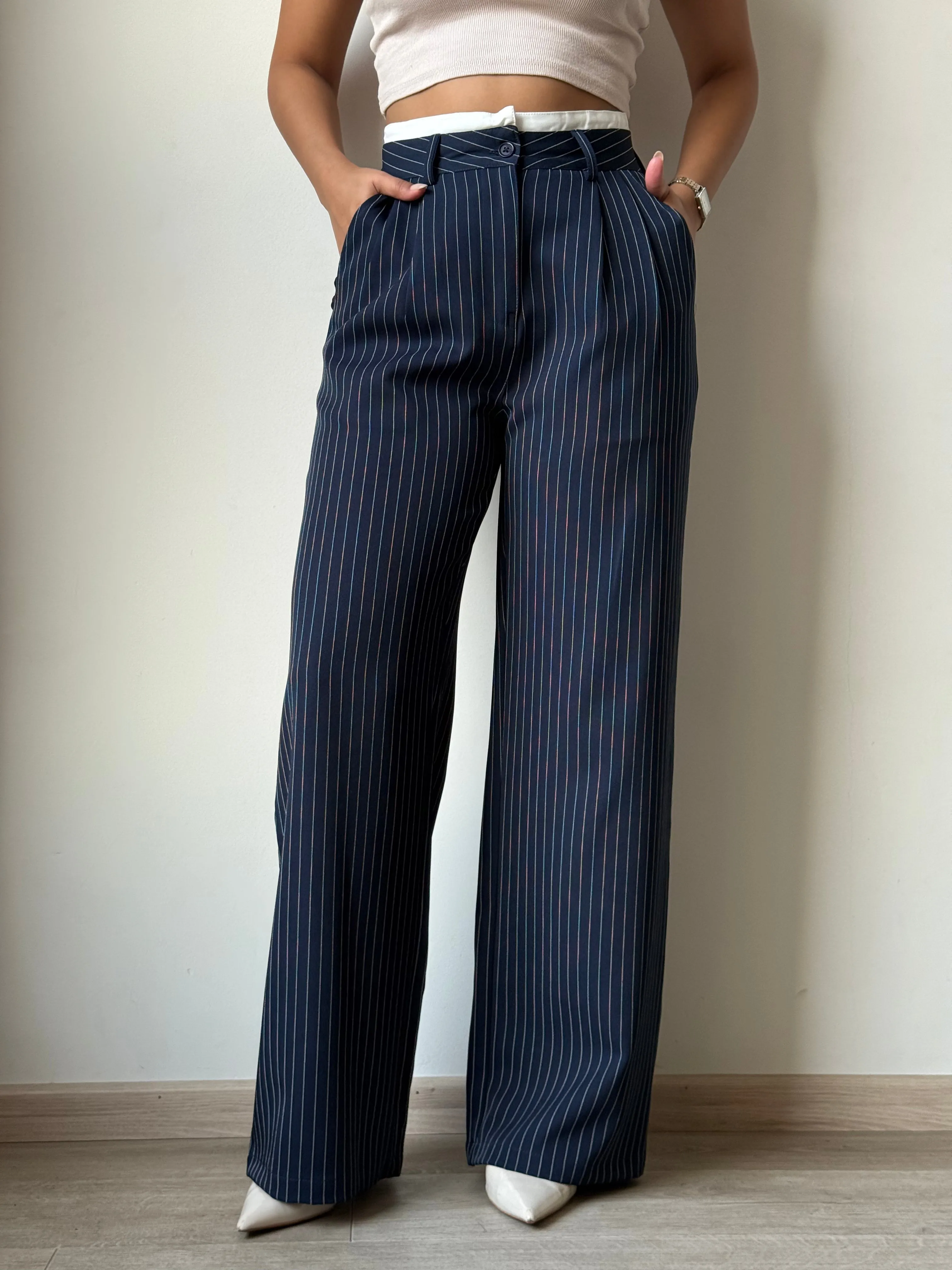 Striped Boxer Wide Leg Trousers