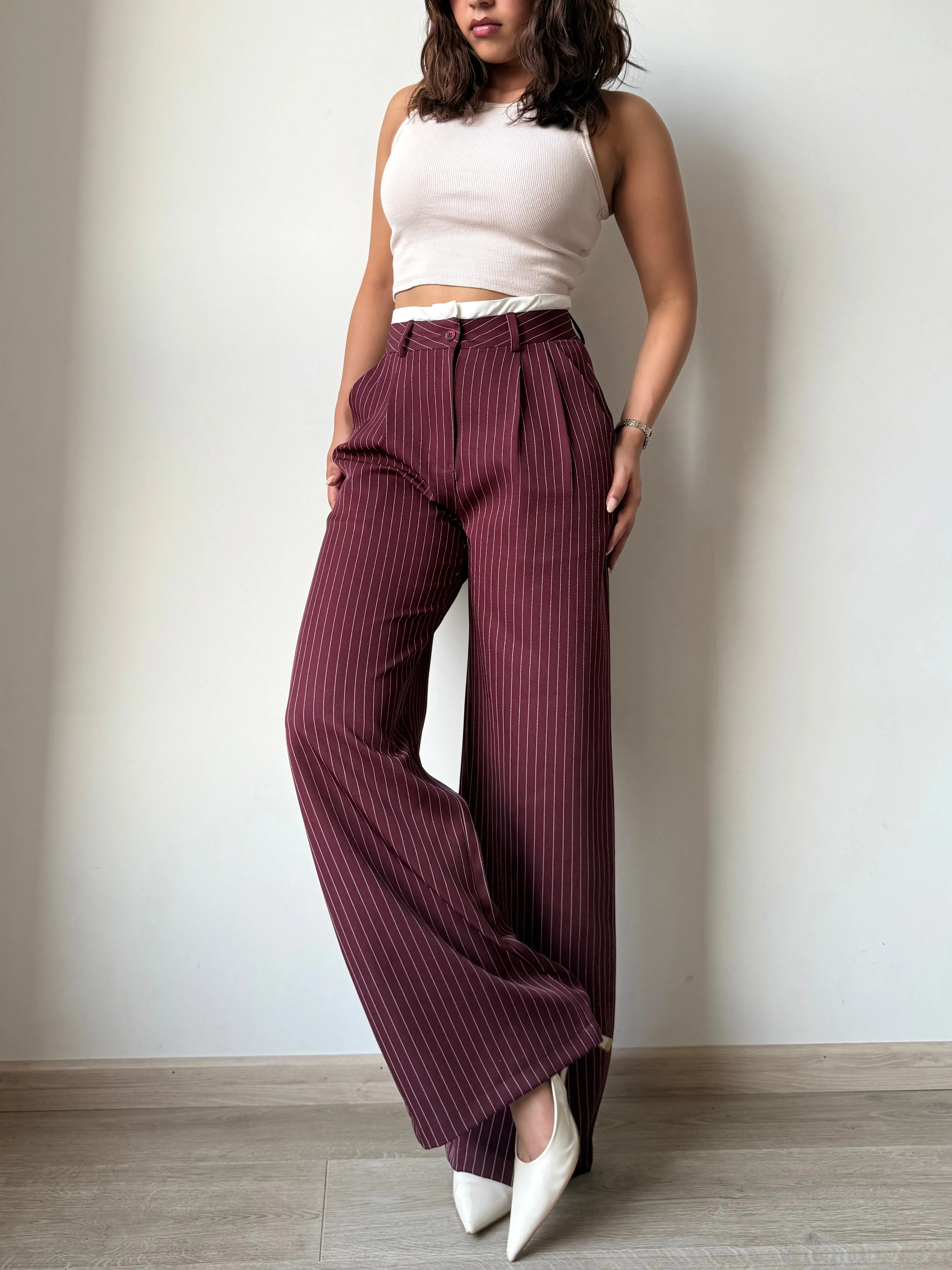 Striped Boxer Wide Leg Trousers