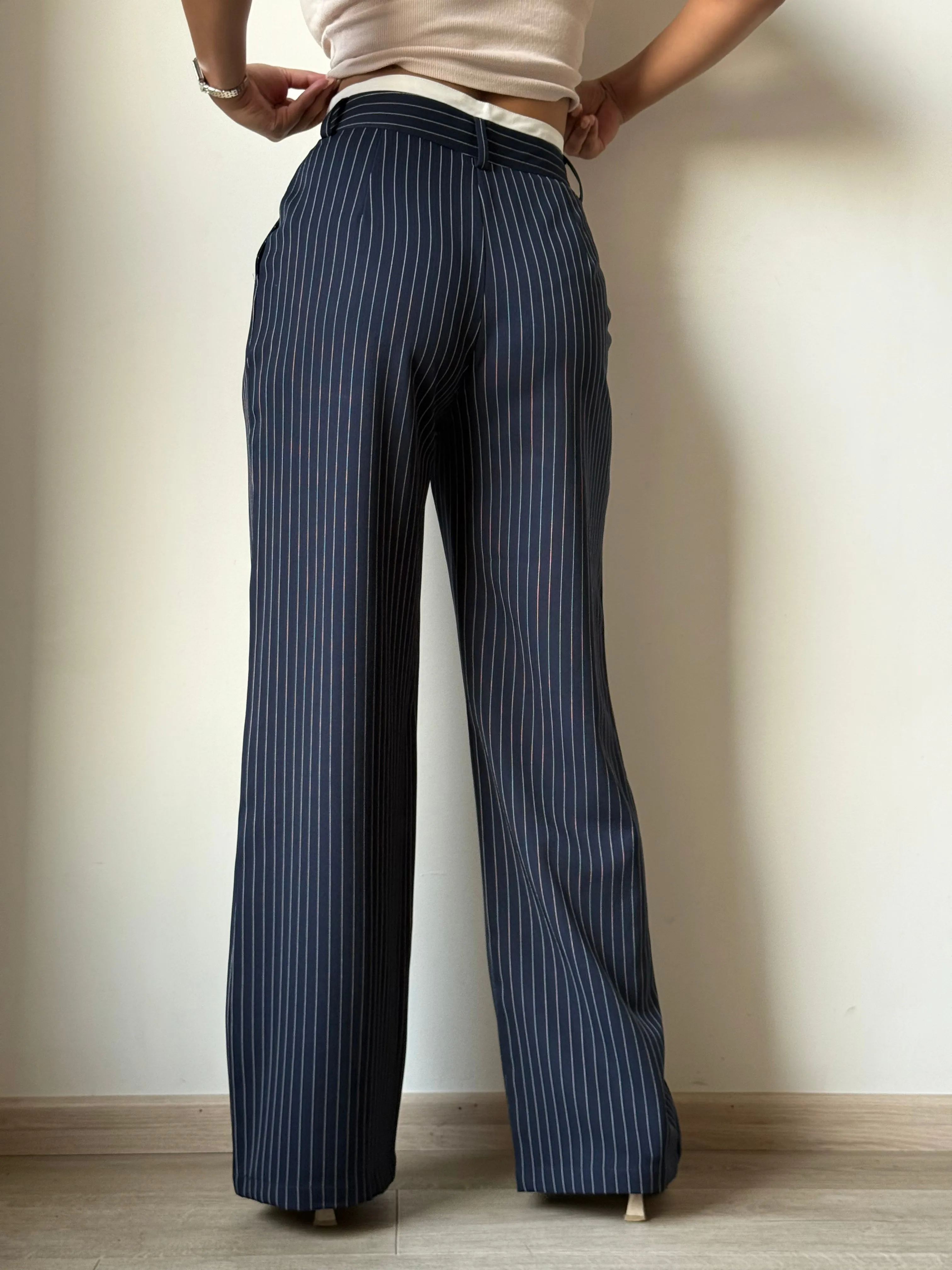 Striped Boxer Wide Leg Trousers