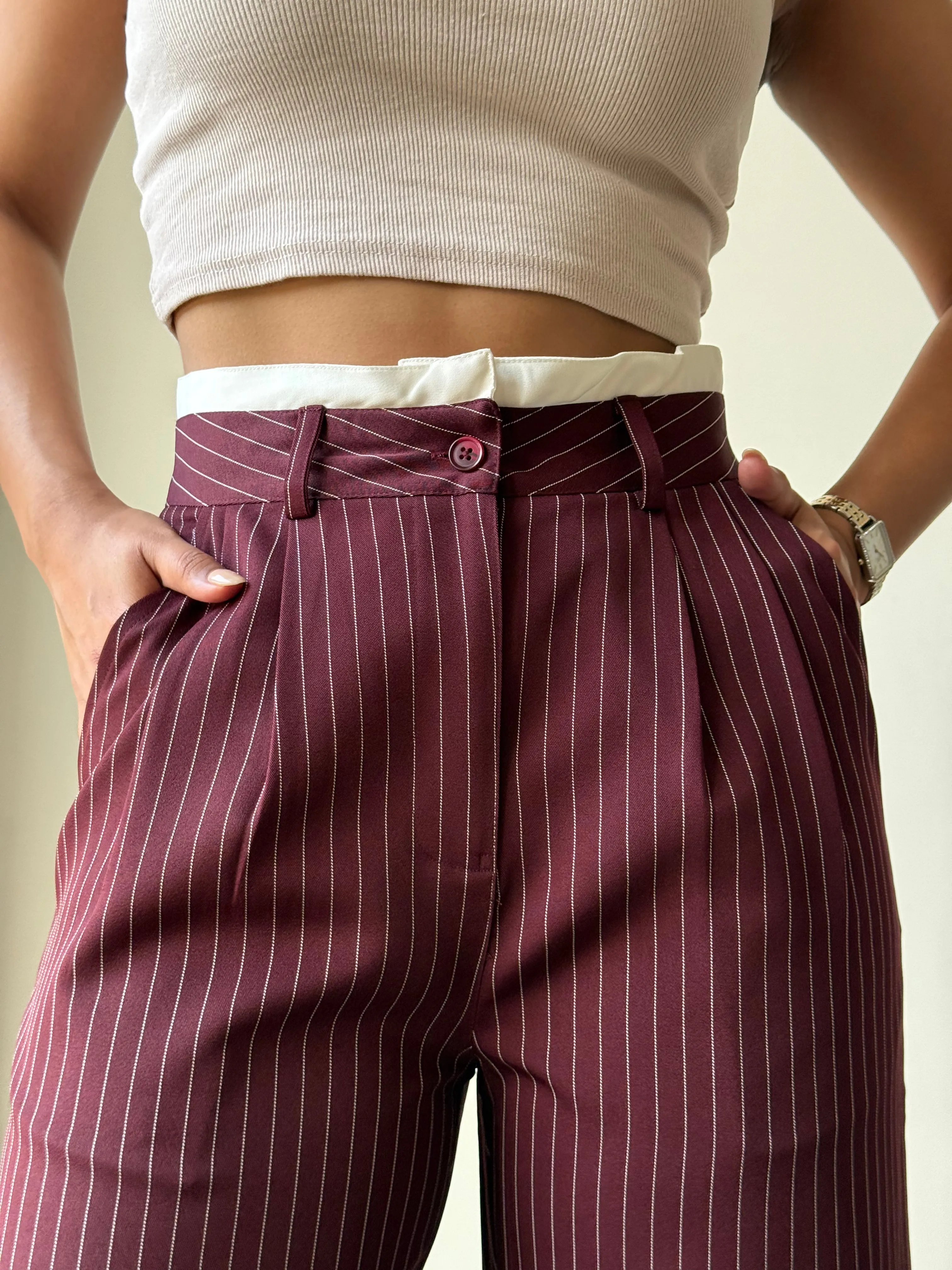 Striped Boxer Wide Leg Trousers