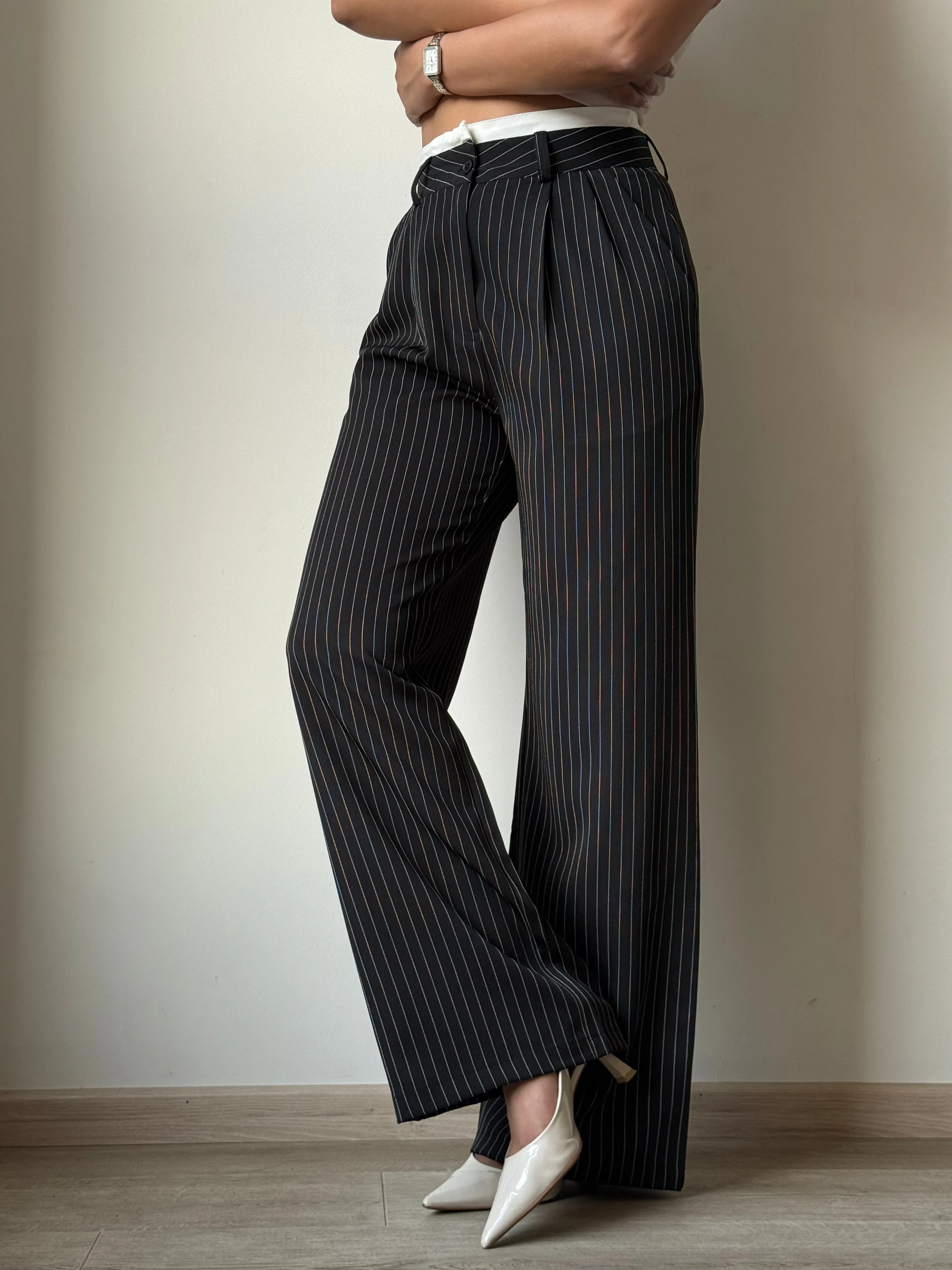 Striped Boxer Wide Leg Trousers